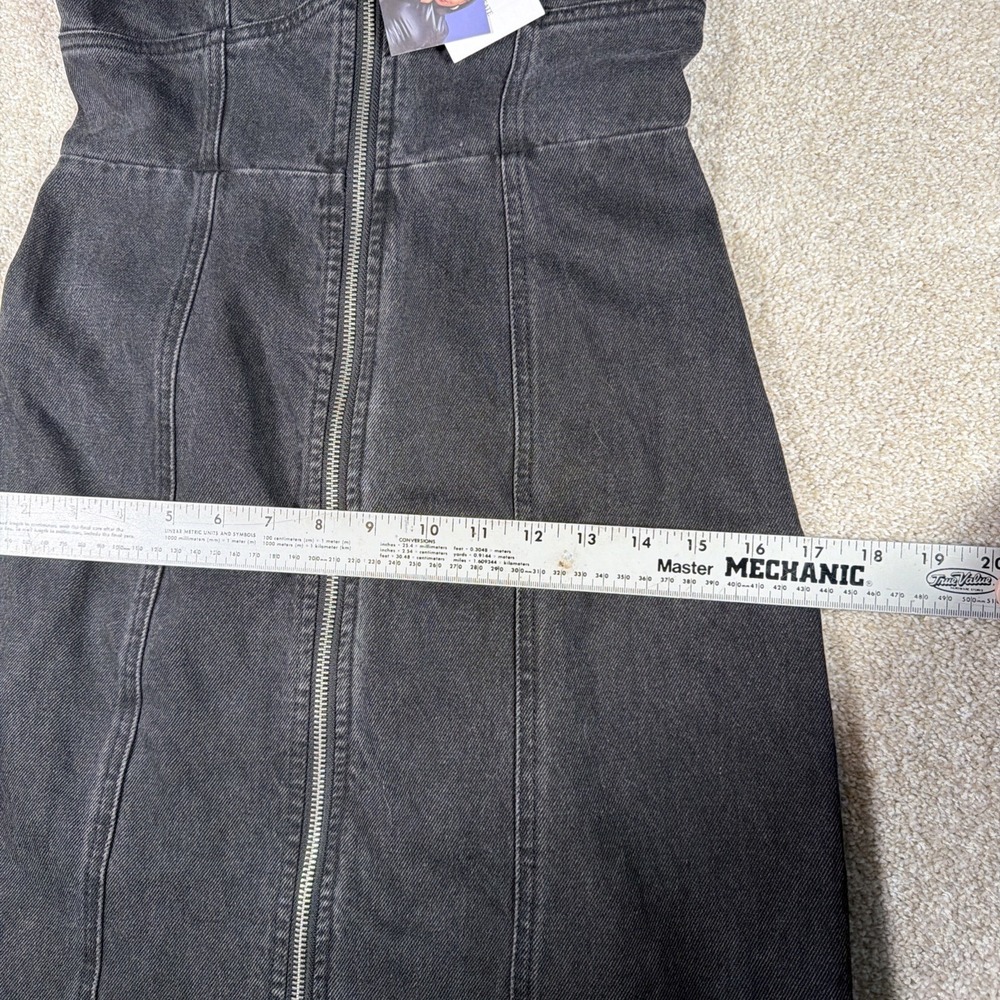 Future Collective Denim Front Zip Corset Long Dress Women 0 Black Sleeveless NEW - Picture 9 of 11